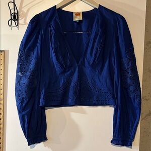 FARM Rio Royal Blue Embroidered Blouse
